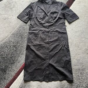 Lafayette 148 New York Black Collared Shirt Shift Dress